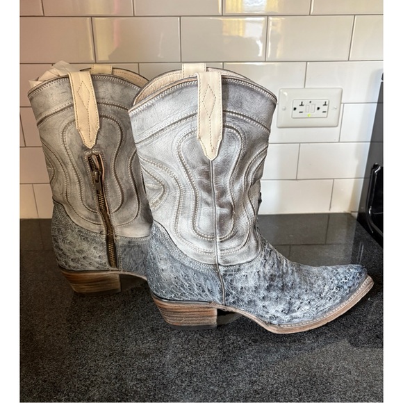 WITH BOX Freebird Warrick Exotic Leather Western Boots in Ice Ostrich Multi - Picture 8 of 16